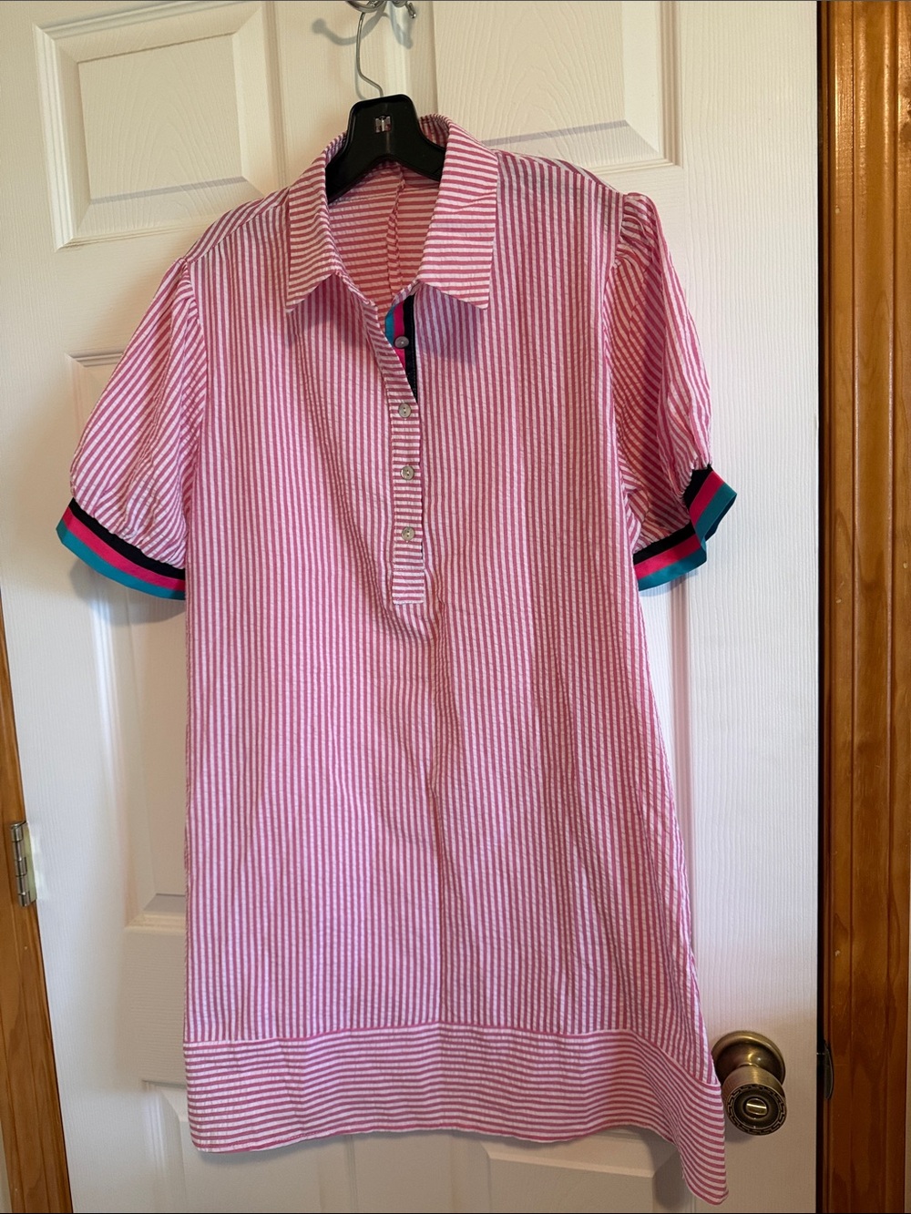 Poplin Pink Striped Polo Dress